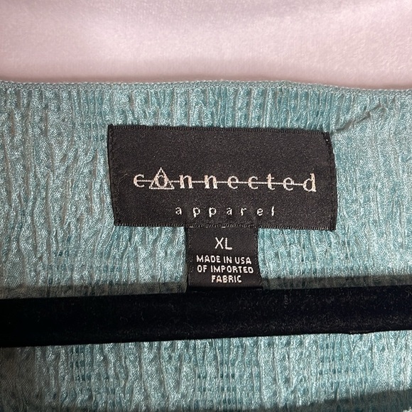 CONNECTED APPAREL TEAL CRINKLE BLOUSE (XL) - Picture 5 of 6